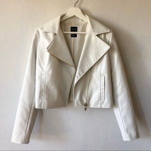 Armani Exchange Women’s Faux Leather Jacket White